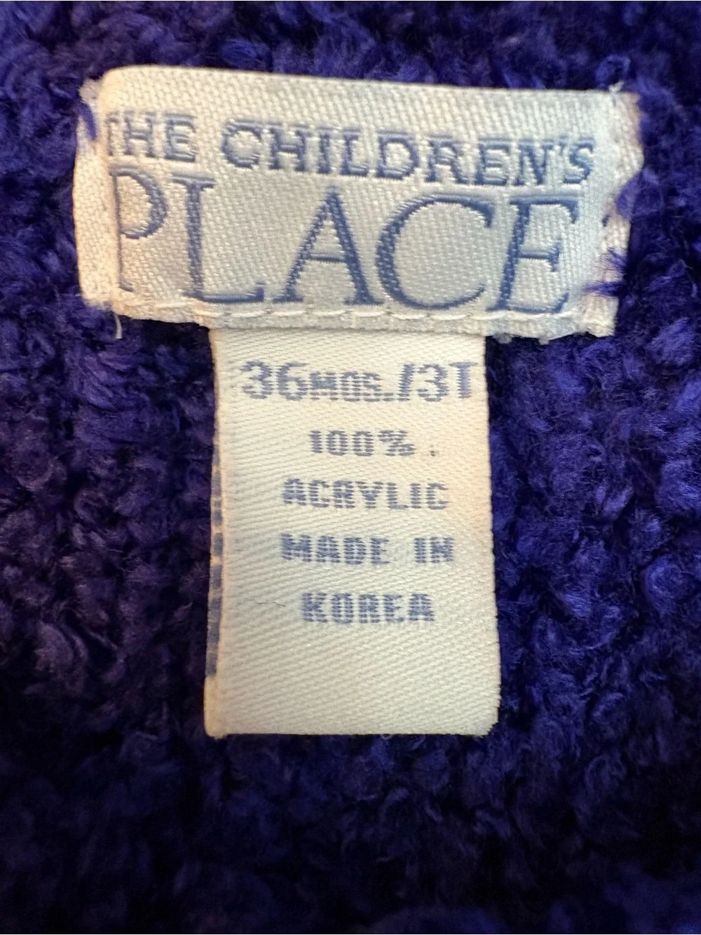 Vintage 90s The Childrens Place Chenille Cardigan Sweater Purple Rosette 3T⁠
